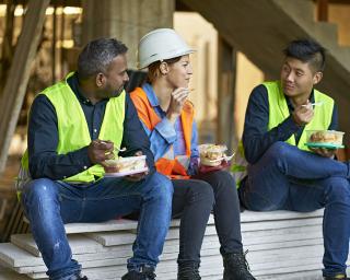 Construction workers on a break