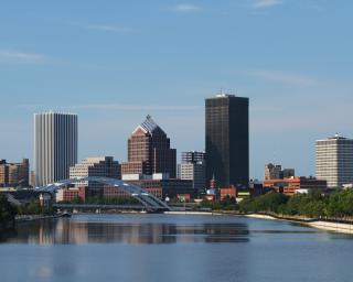 View of the City of Rochester located in the Finger Lakes region of New York State. 