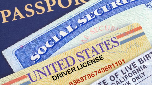 A passport, social security card, and United States driver license 